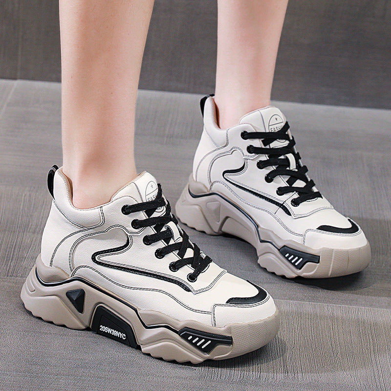 Women's Thick-soled Korean Fashionable Genuine Dad Lightweight Sneakers