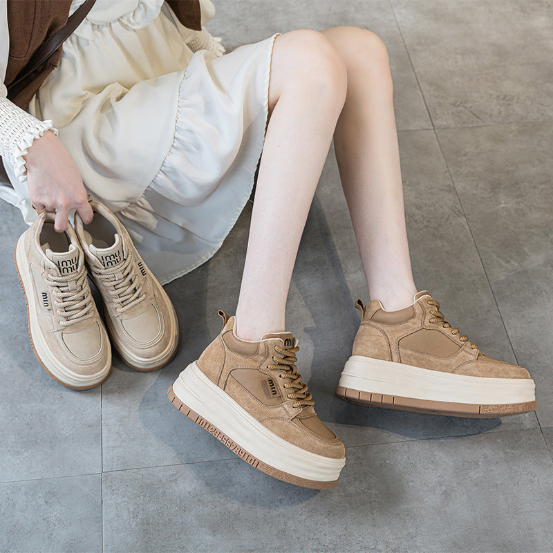 Women's Platform White Spring Comfortable Small Height Casual Shoes