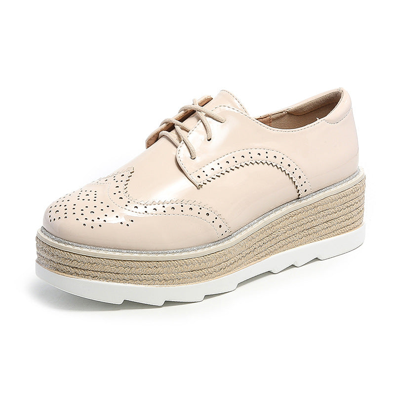 Autumn Versatile Brogue British Style Platform Leather Shoes