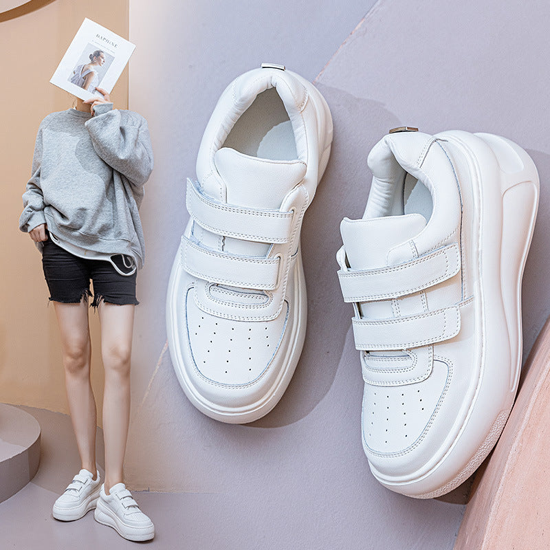 Women's Velcro White Spring Small Raise The Bottom Women's Casual Shoes