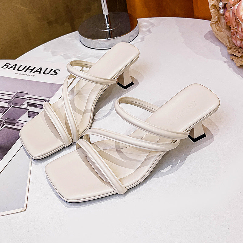 Women's High Summer Outdoor Fashion Square Toe Heels