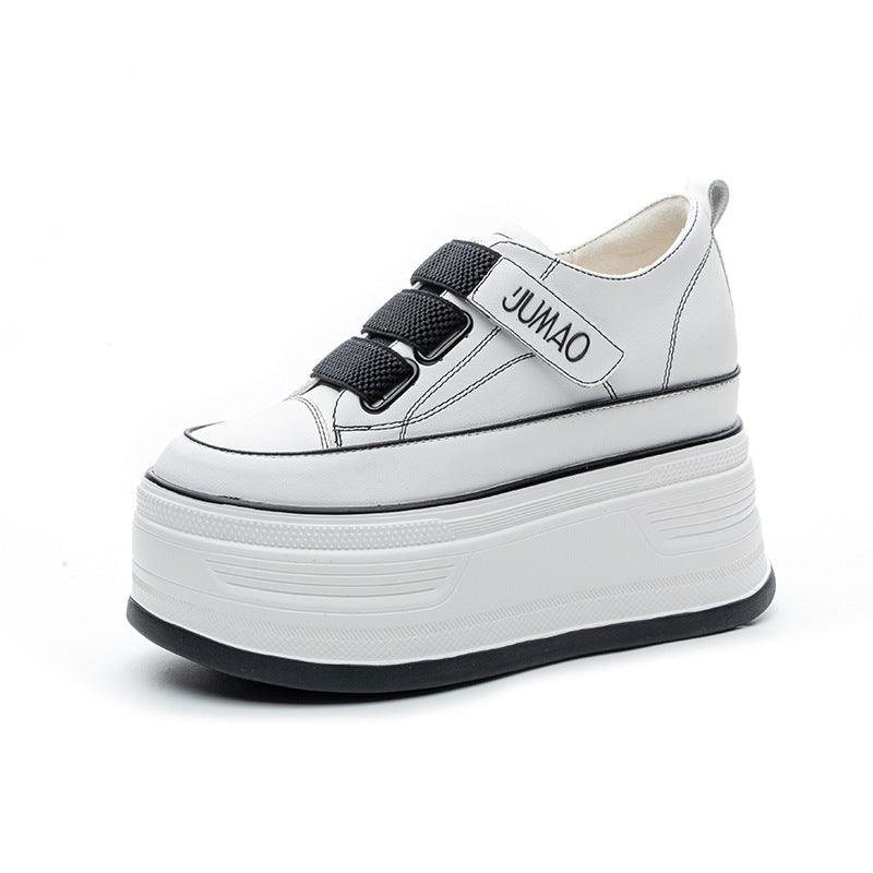 Women's Spring Velcro White Height Increasing Cm Comfortable Casual Shoes
