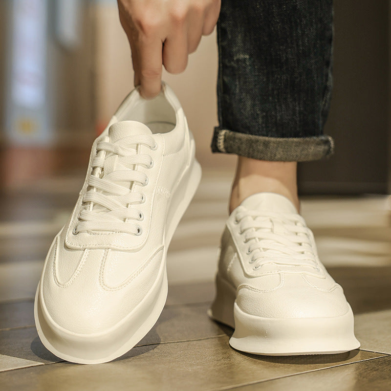 Men's Four White Flat Skateboard Trendy Thick-soled Men's Board Shoes