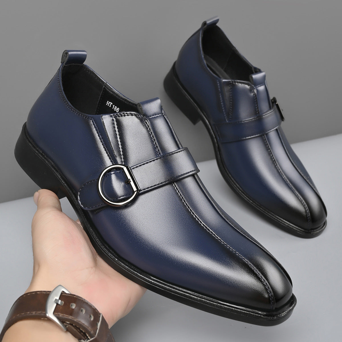 Men's British Pointed Lazy Slip On Korean Leather Shoes