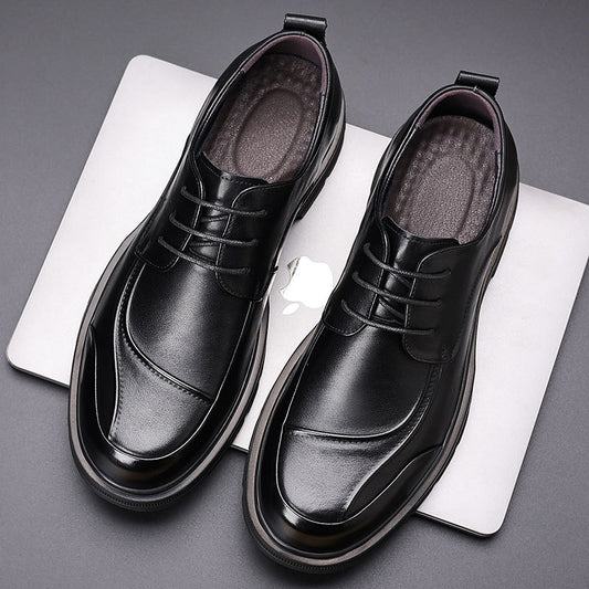 Men's Cowhide Business Spring Fashion Comfortable Big Head Derby Leather Shoes
