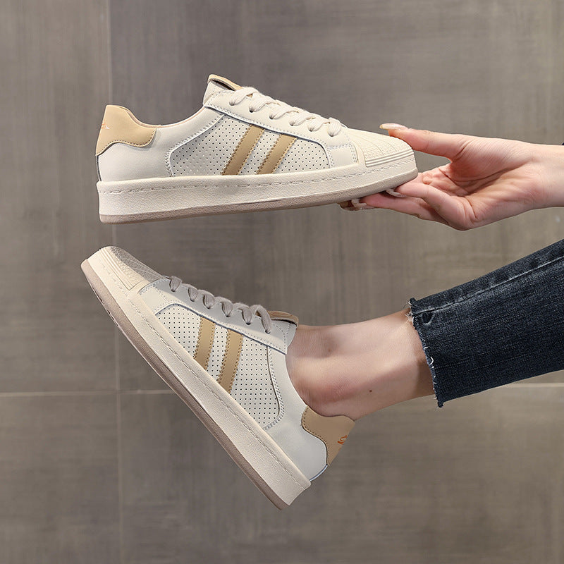Women's Toe White Spring Flat Thick Bottom Casual Shoes