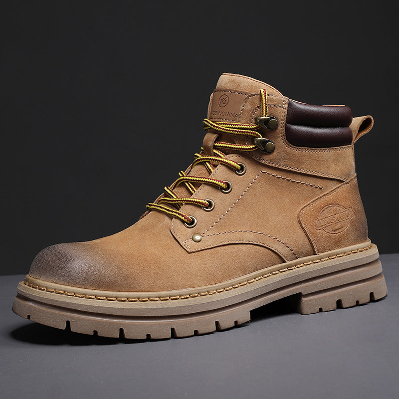 Men's With Fleece Lining Thickened Worker Versatile Fashion British Boots