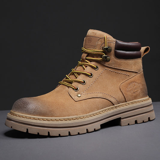 Men's With Fleece Lining Thickened Worker Versatile Fashion British Boots
