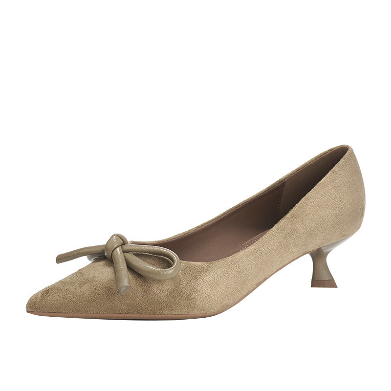 Women's Cashmere Bow Pointed High For Stiletto Women's Fashion Shoes