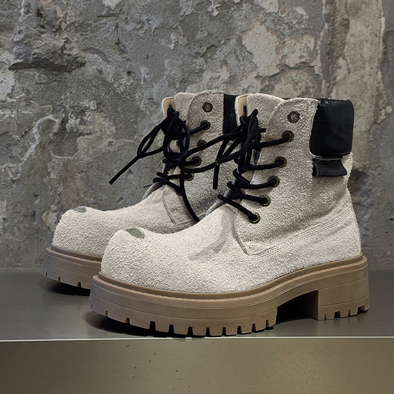Women's & Men's Worker Platform Height Increasing British Style Boots