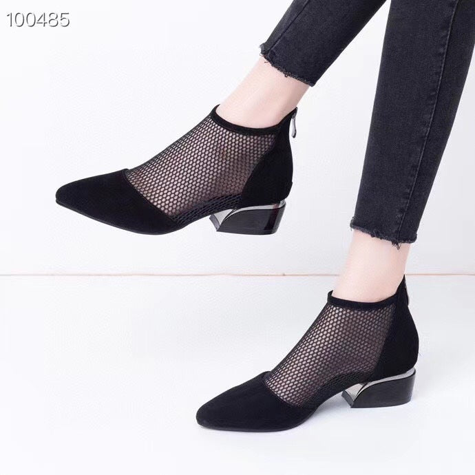Women's Mid Mesh Surface Spring Genuine Pointed Toe Women's Shoes