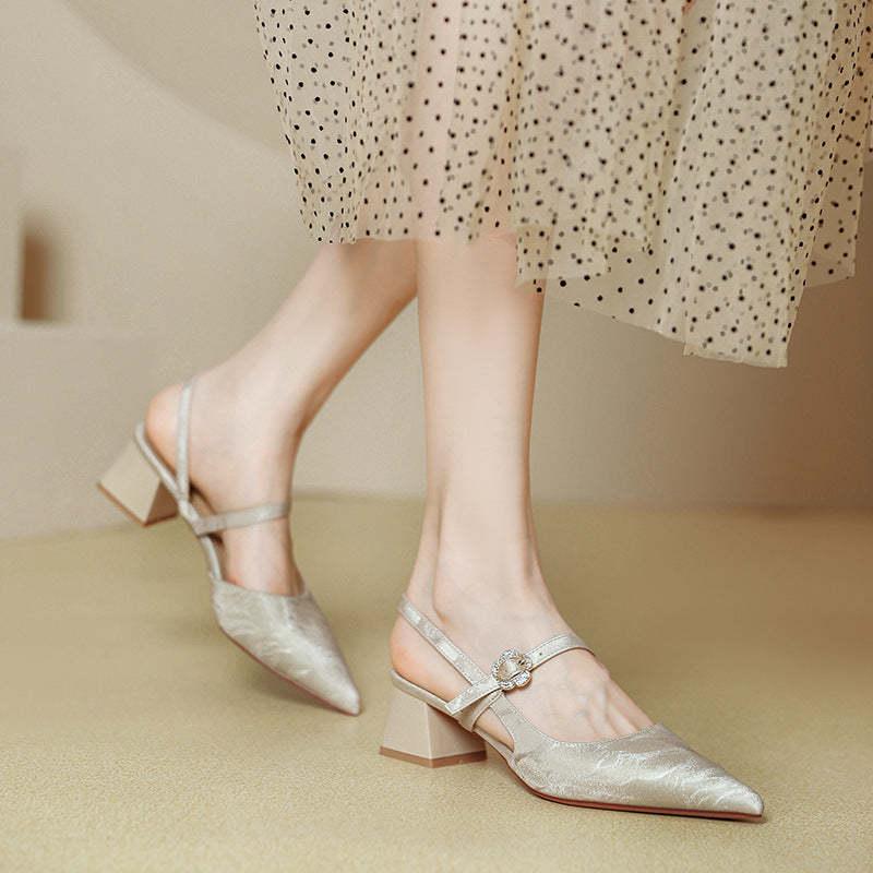 Women's Closed Toe Chunky Summer French Style Heels