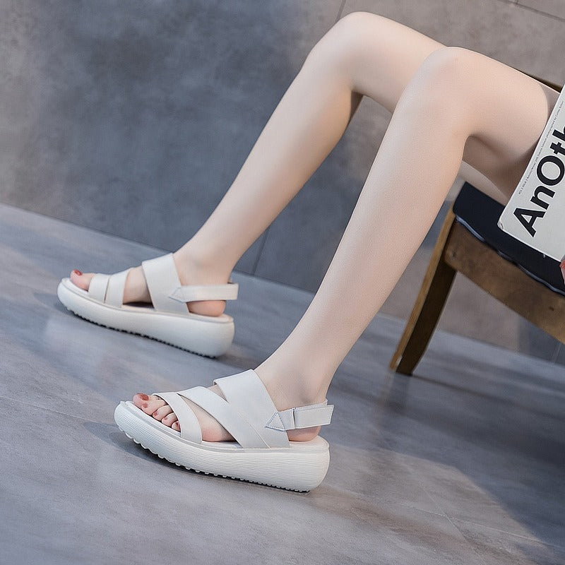 Women's Fashion Flat Mid Open Toe Thick-soled Sandals
