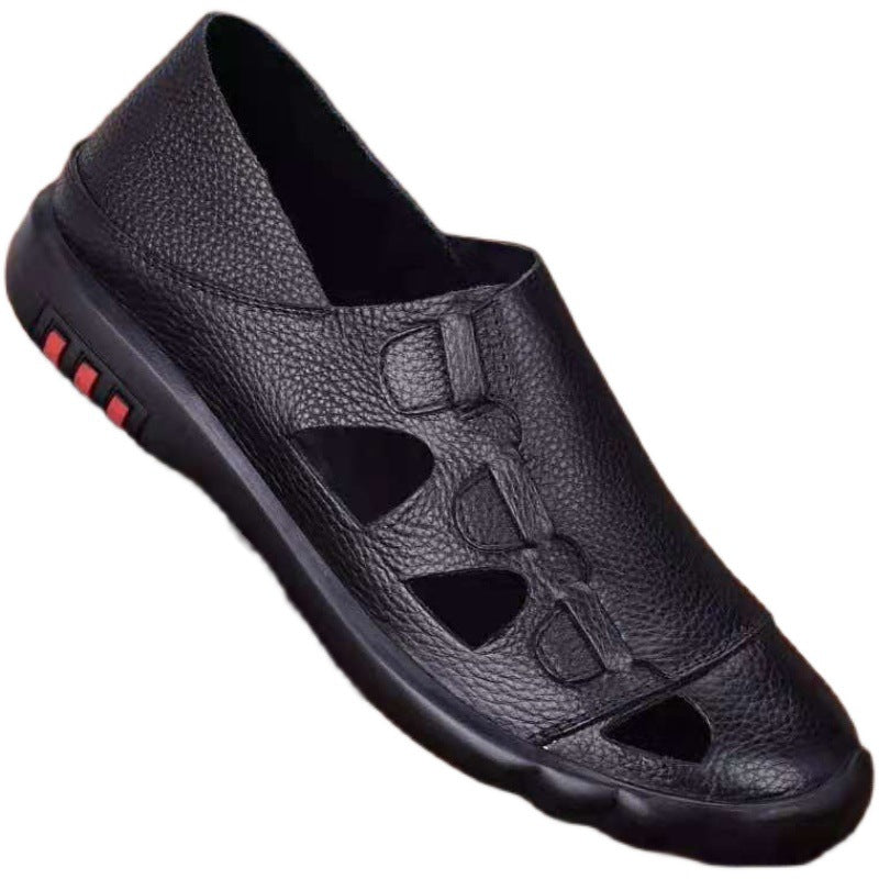 Men's Autumn Genuine Hole Breathable Soft Bottom Top Sandals