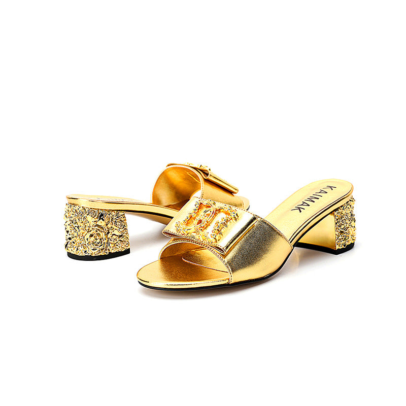 High Plated Chunky Plus Size Square Heels