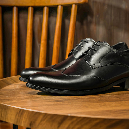 Men's Business Brogue British Pointed Derby Wedding Leather Shoes