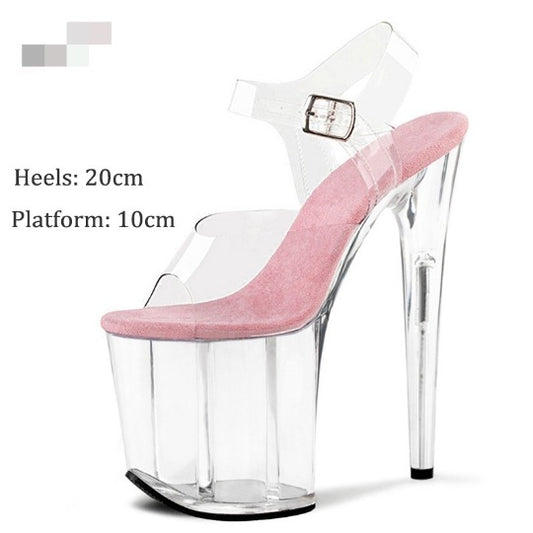 Women's & Men's Summer Buckle Stiletto Transparent Graceful Fashionable Heels