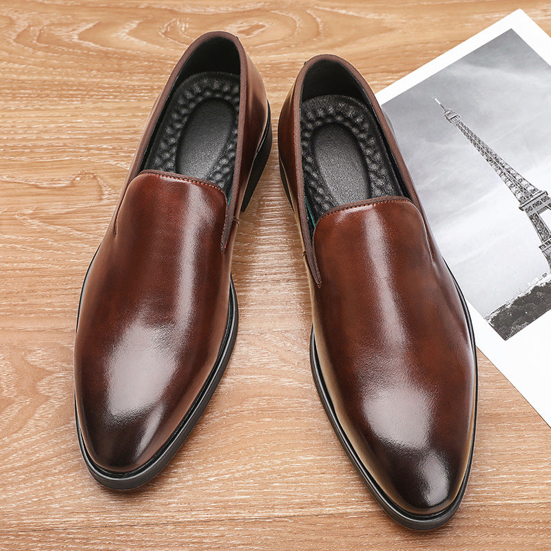 Men's Formal Wear Pointed Autumn Breathable Invisible Elevated Leather Shoes
