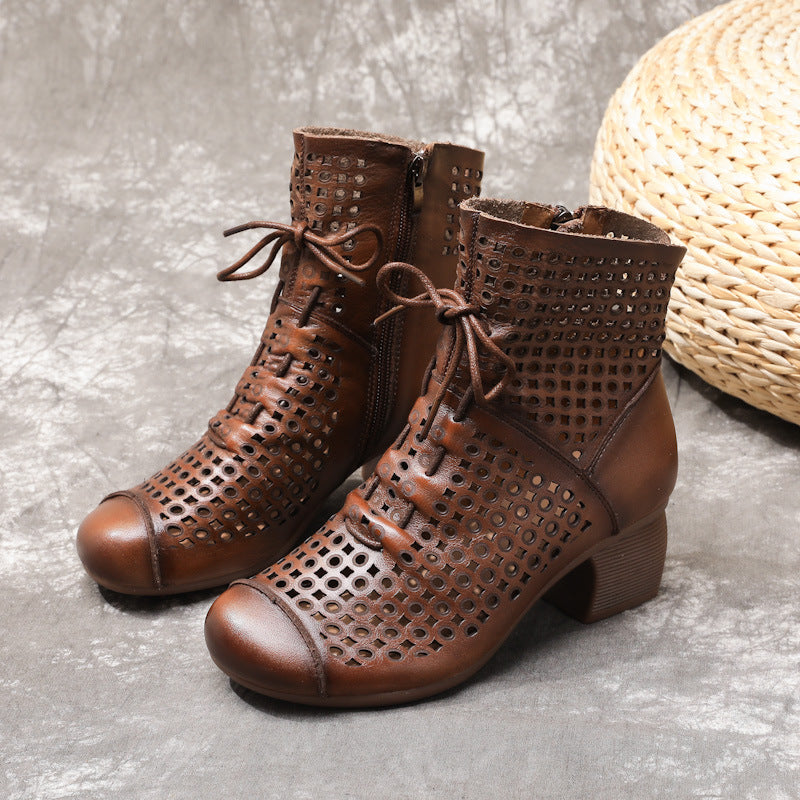 Women's Style Thick Mid Top Layer Soft Cowhide Inside Heels