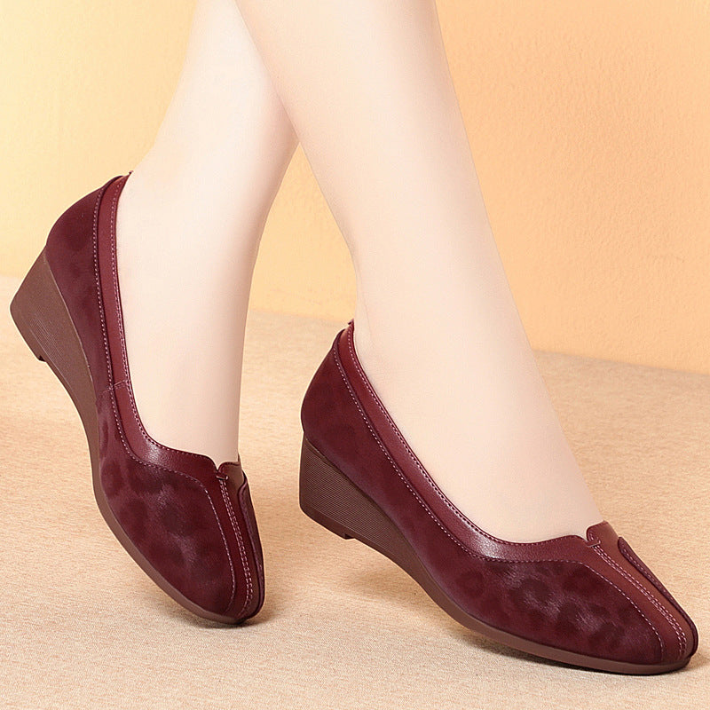 Women's Versatile Single-layer Round Toe Wedge Soft Not Tired Feet Women's Shoes