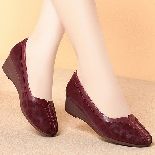 Women's Versatile Single-layer Round Toe Wedge Soft Not Tired Feet Women's Shoes
