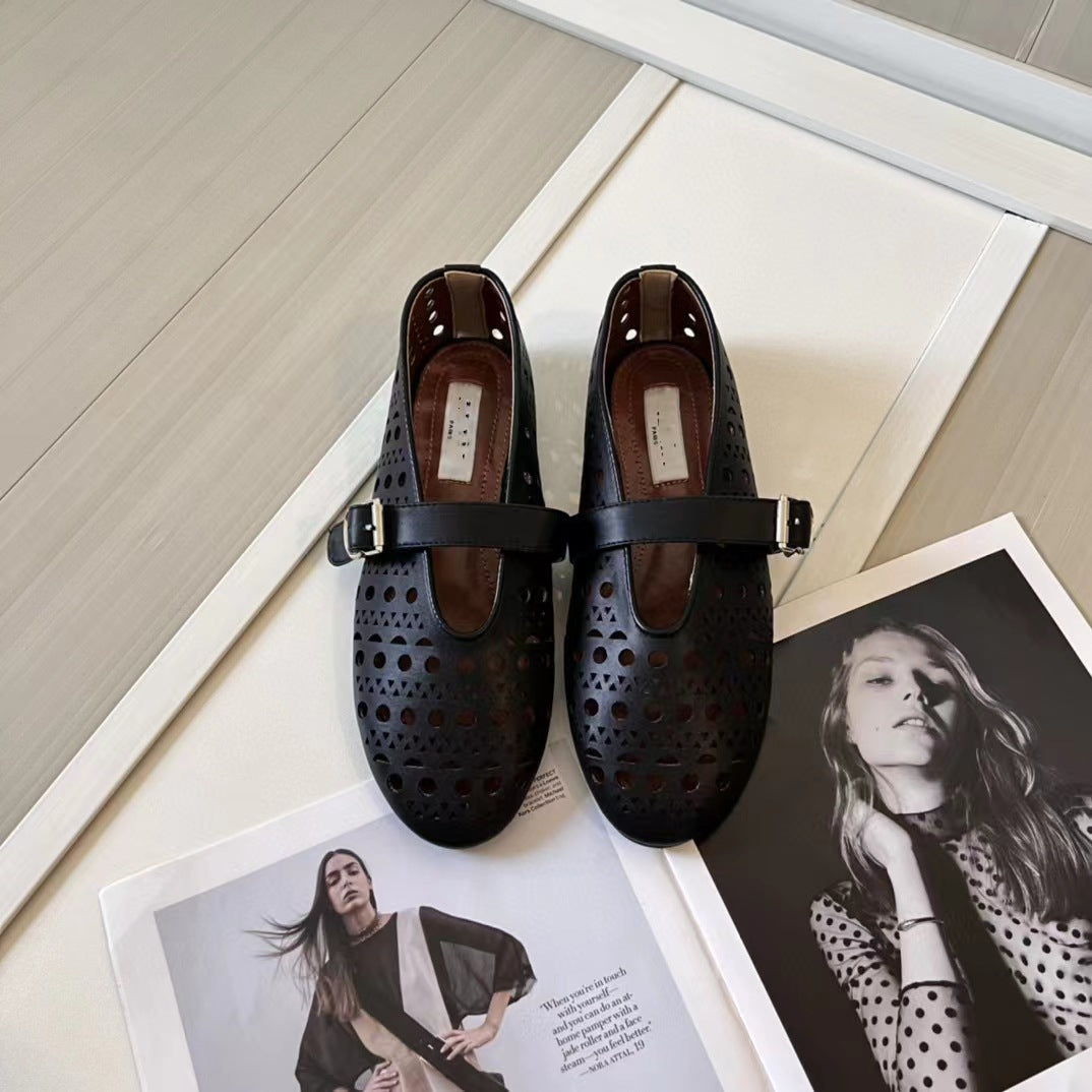 Summer Buckle Ballet Full Diamond Flat Women's Shoes
