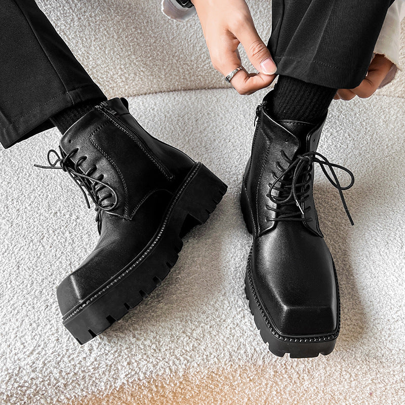 Men's Personality Square Toe Martin Trendy Side Boots