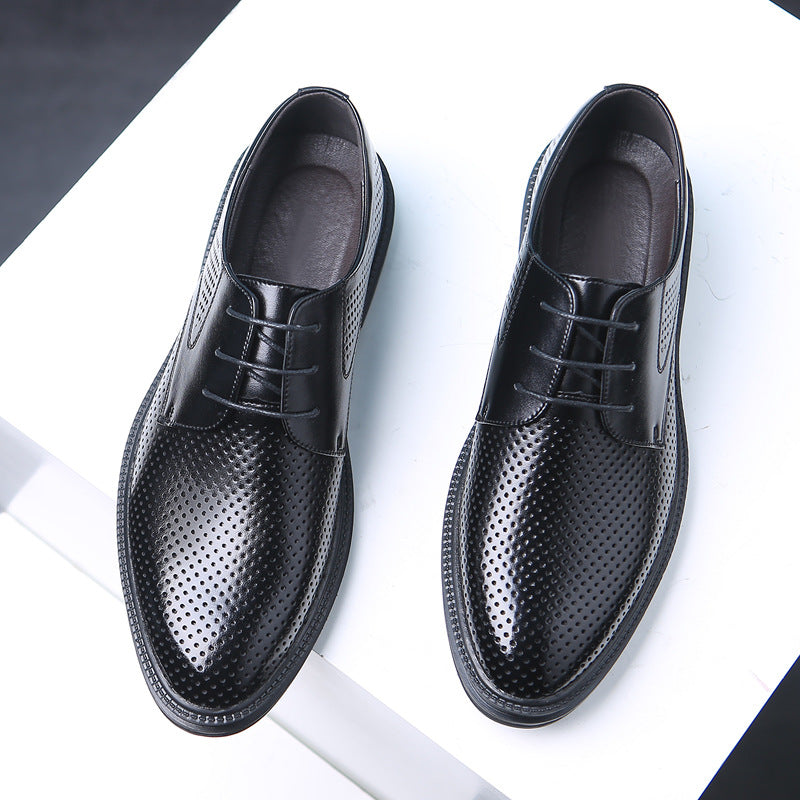 Men's Korean Style British Fleece-lined Business Formal Wear Platform Suit Leather Shoes