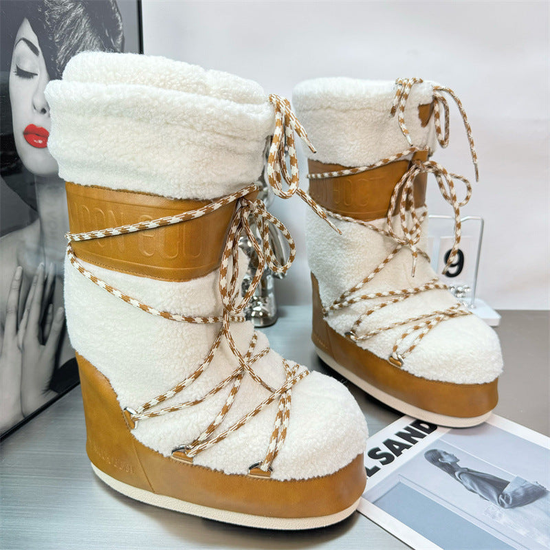 Women's Winter Thick-soled Height Increasing Insole Moon Ugly Snow Boots