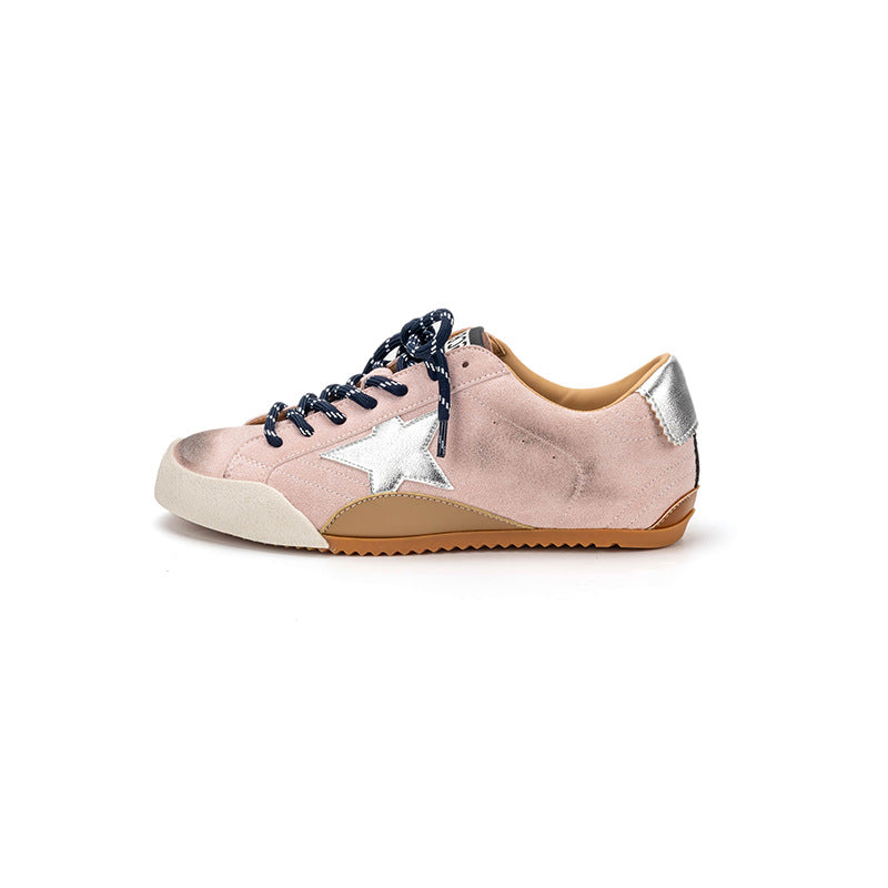 Women's Height Increasing Insole Younger White Distressed Style Sneakers