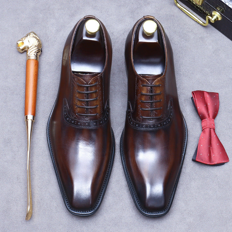 Men's British Business Dress Genuine Plus Size Oxford Trend Leather Shoes