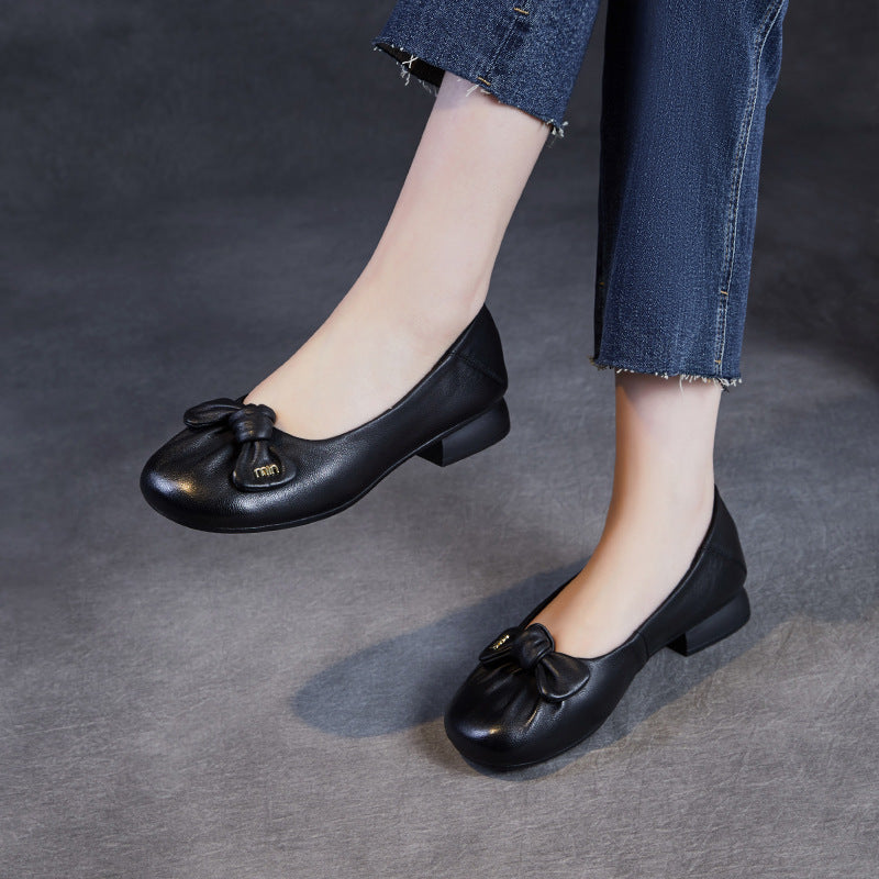 Women's Small Single-layer French Foldable Ballet Bow Casual Shoes