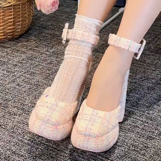 Women's Platform Chunky Closed Toe Barbie Pink Heels