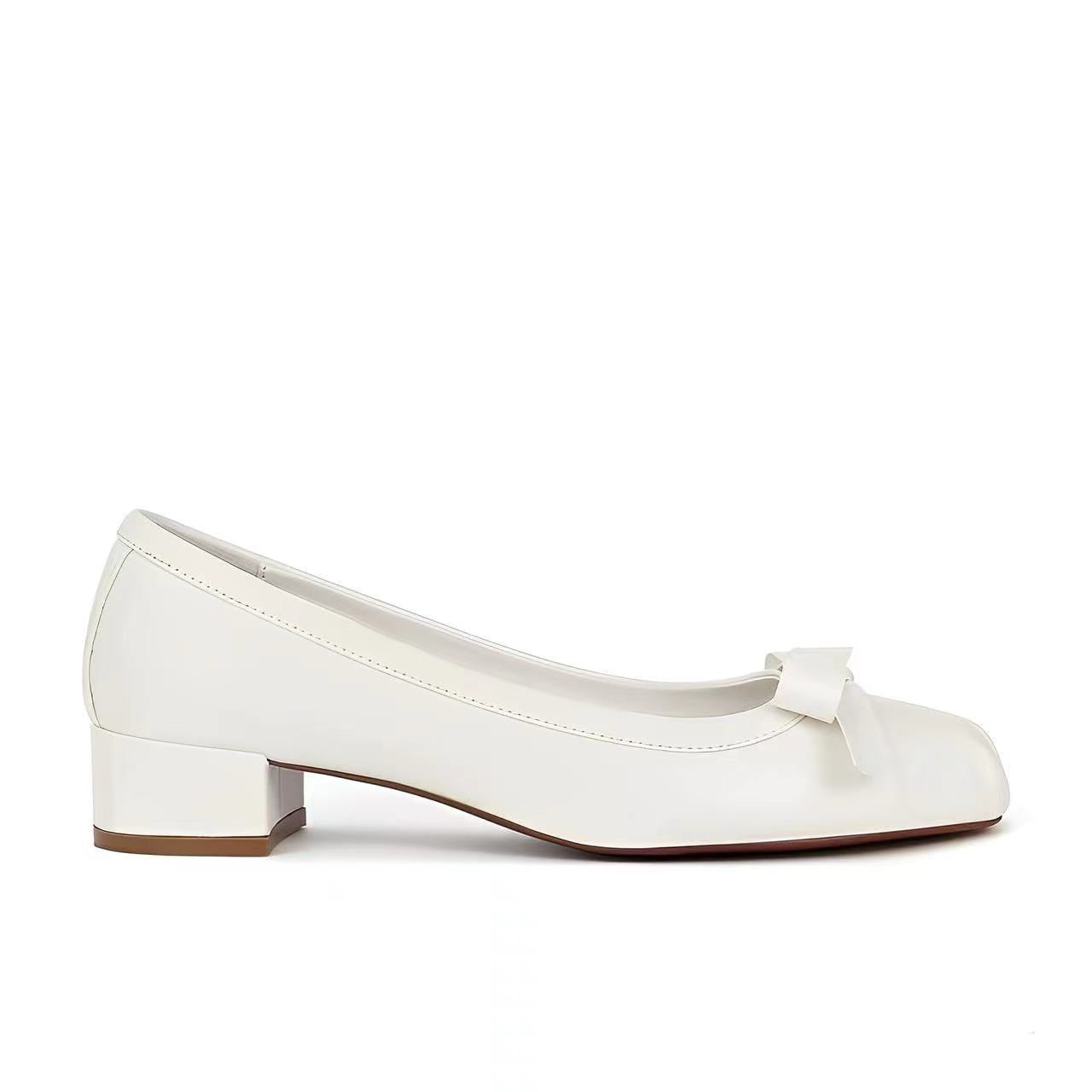 Elegant Pig Nose Bow Square Head Slingback Sandals