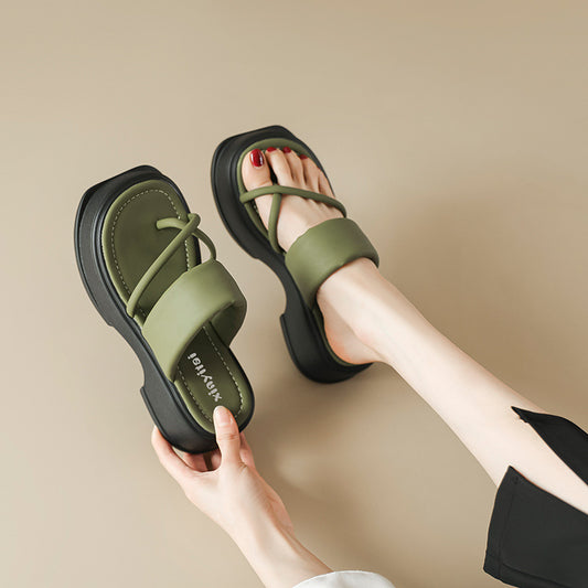 Women's Covering Platform Summer Outer Wear Simple Slippers