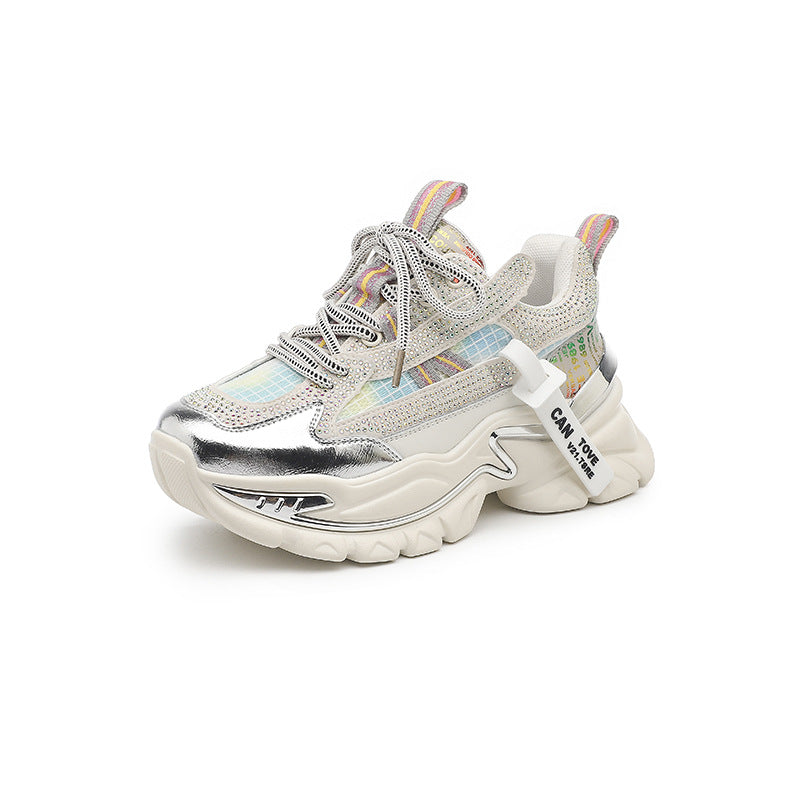 Women's Sequined Dad Genuine Mesh Surface Comfortable Sneakers