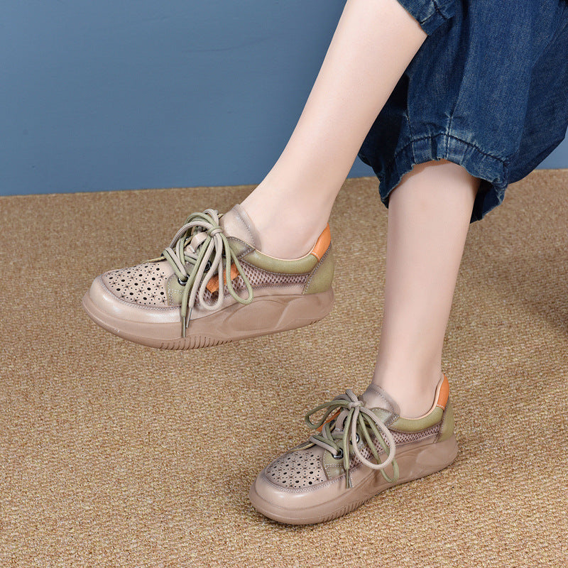 Women's Spliced Dad Thick Bottom Retro Genuine Sandals