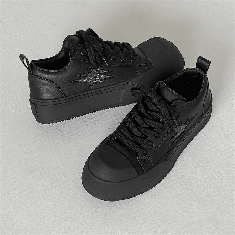 Men's Big Head Derby Fleece-lined Platform Height Increasing Sneakers