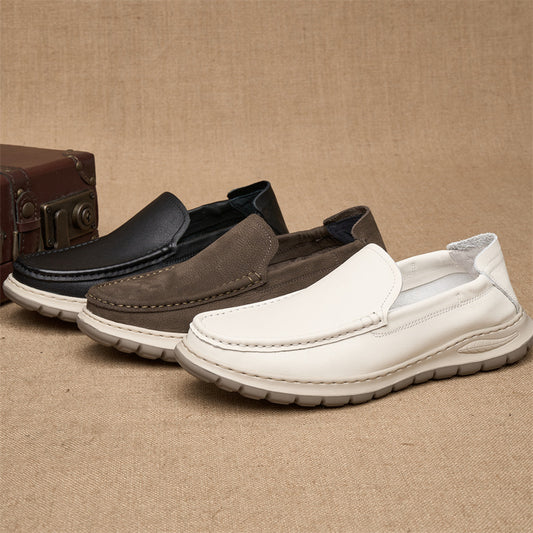 Men's Lace Up Pumps Breathable Soft Bottom Leather Shoes