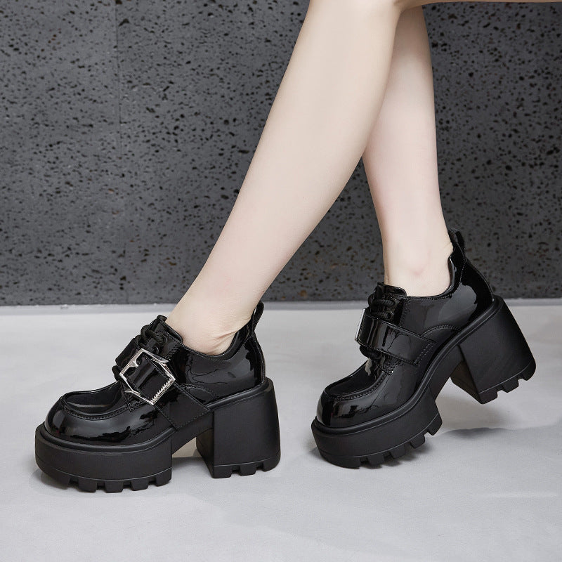 Women's Spring Chunky British Style Height Increasing Loafers