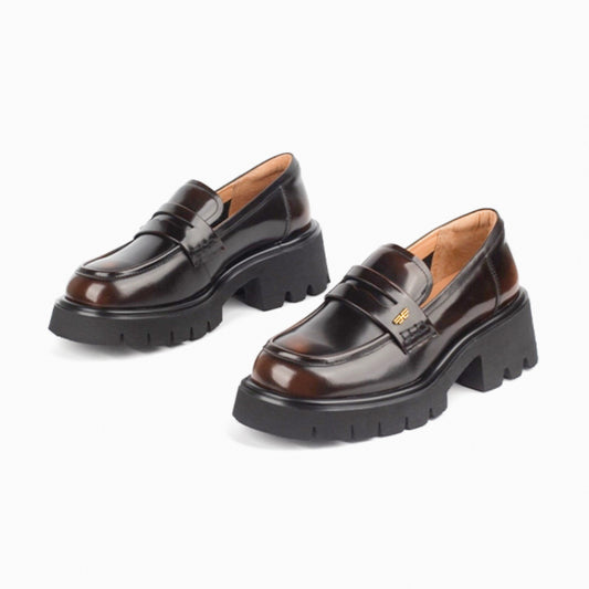 Women's Source British Style Uniform Height Increasing Loafers