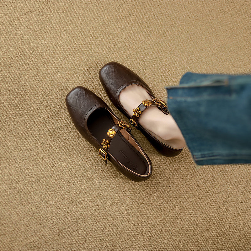 Female Buckle Flat Evening Wind Gentle Women's Shoes