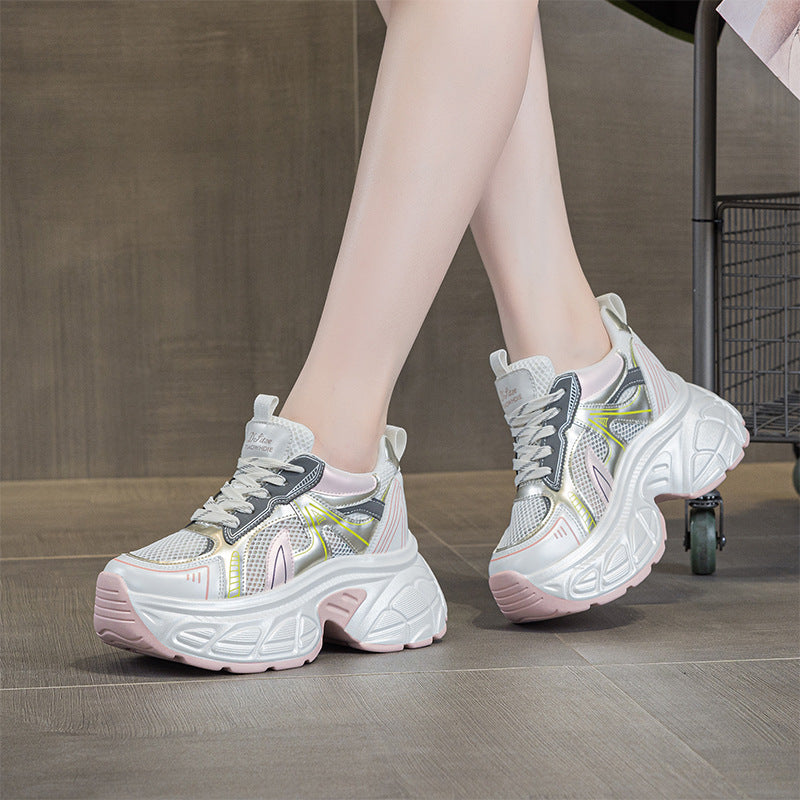Women's Increasing Insole Platform Dad Fashion White Men's Shoes