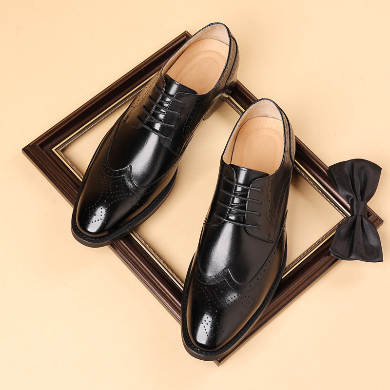 Men's British Style Carved Business Formal Three Men's Shoes