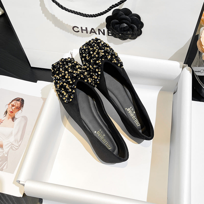Women's Fleece-lined Square Toe Suede Pumps Temperament Entry Lux Height Women's Shoes