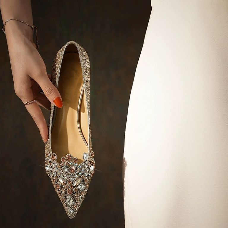 Women's Wedding Bridal Champagne Gold Chinese Suit Women's Shoes