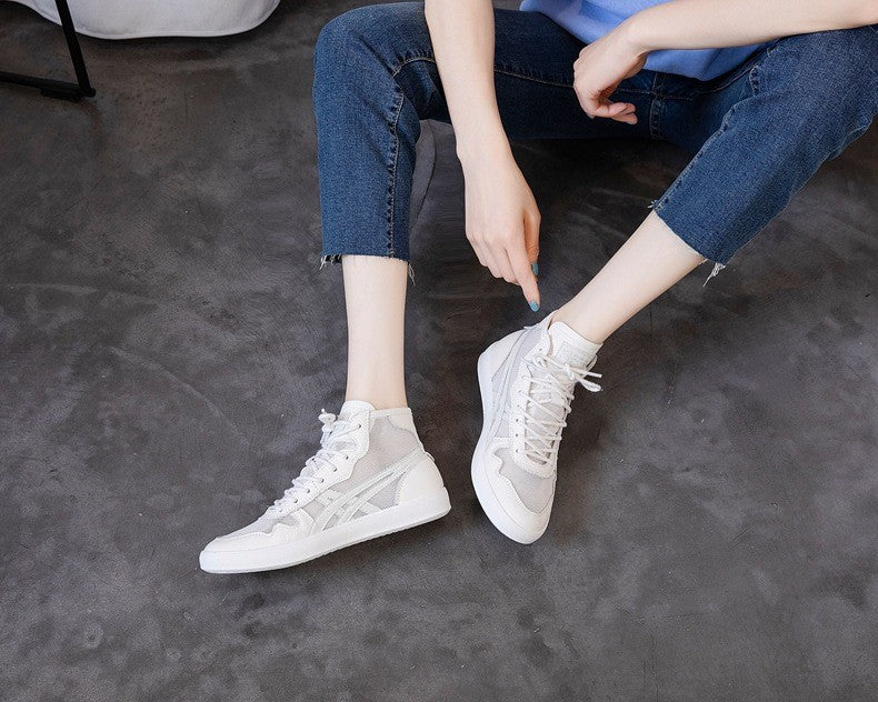 Women's Surface Spring Breathable White Flat Bottom Sneakers