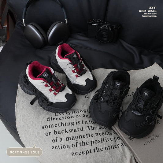 Glamorous Retro Fleece-lined Boys Outdoor Leisure Sneakers