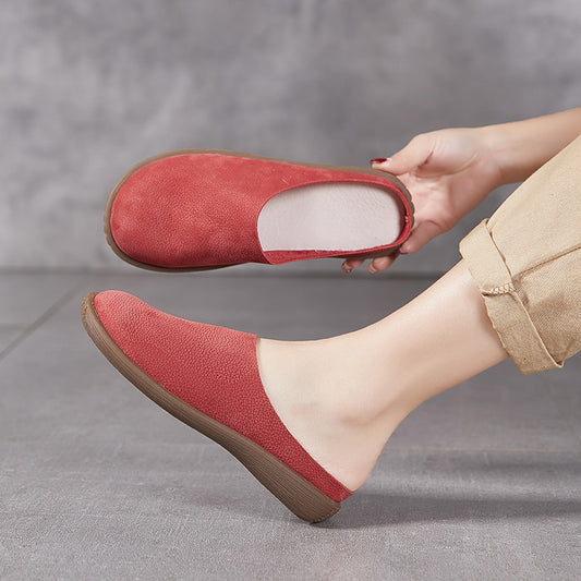 Women's & Men's Flat Cowhide Closed Toe Soft Bottom Men's Shoes