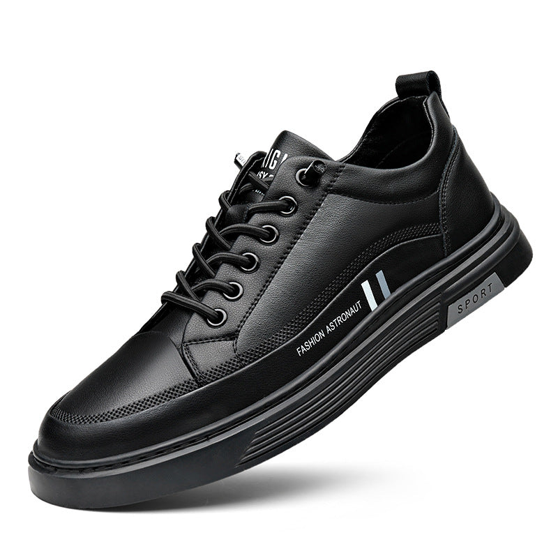 Men's White Trendy Slip-on Genuine Breathable Sneakers